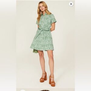 Hill House Home The Laura Green Patterned Shirt Dress size XS